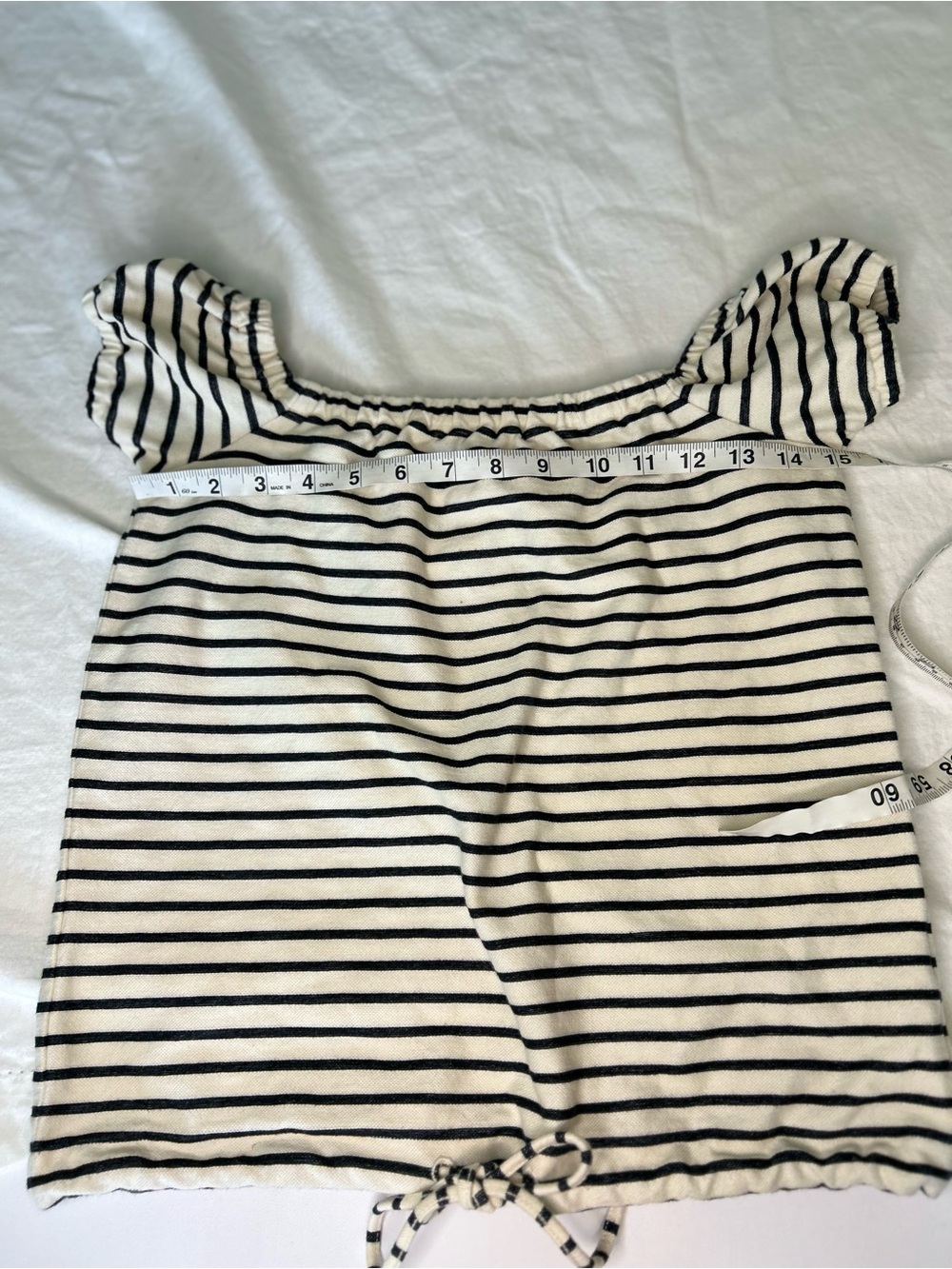 Madewell Melody Striped Off the Shoulder Drawstring Top XXS Coastal Preppy - Picture 4 of 8